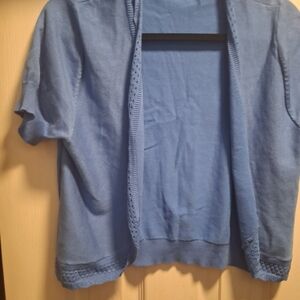 Blue Open-Front Cardigan Short Sleeve Light Blue Vogue Clun